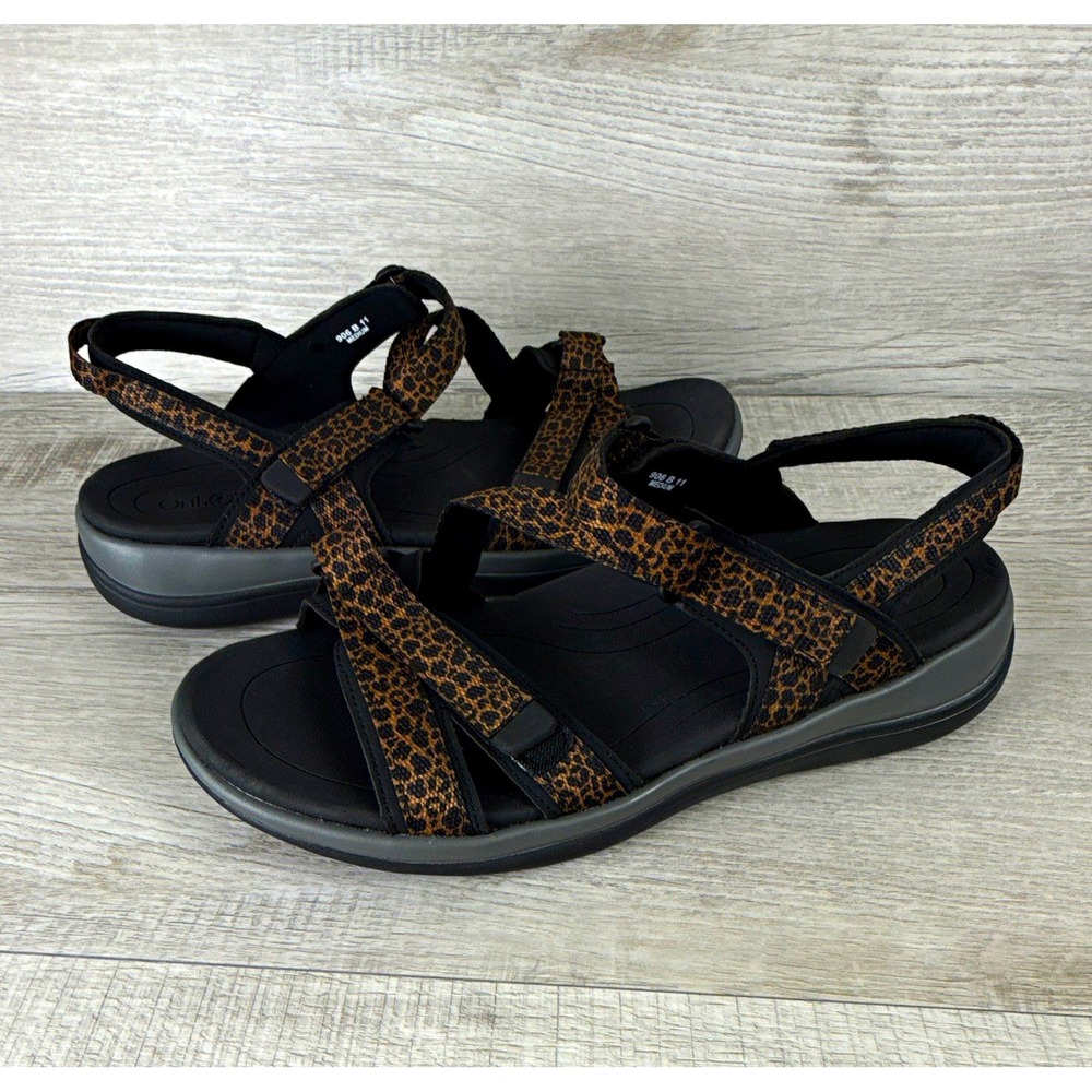 Orthofeet Lake Women's 11 Medium B Leopard Sandals Gorpcore Granola Comfort NWOB